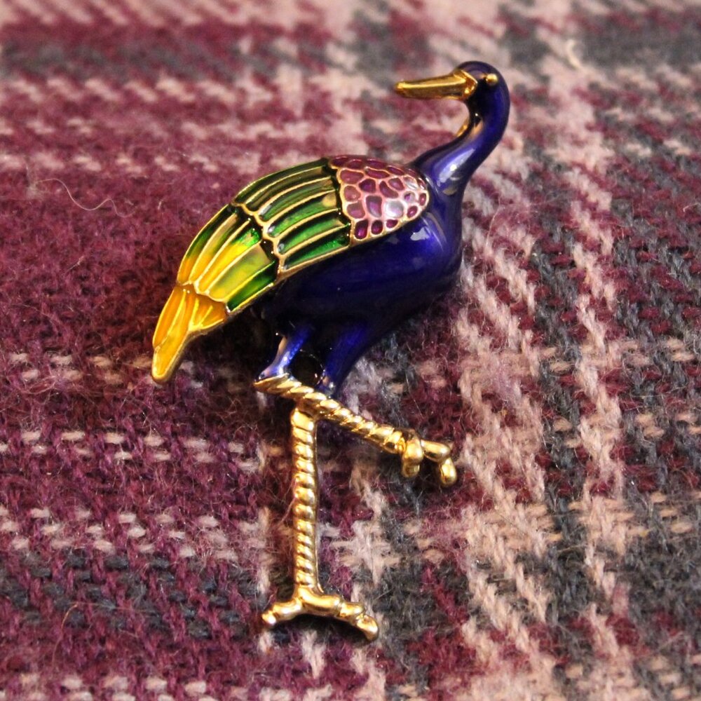 Stork Heron Crane Bird Standing Enamel Pin Brooch